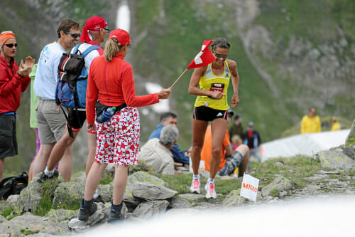 K78 runner Jasmine Nunige of Davos on the way to her fifth victory. Photo courtesy of Swiss-image.ch