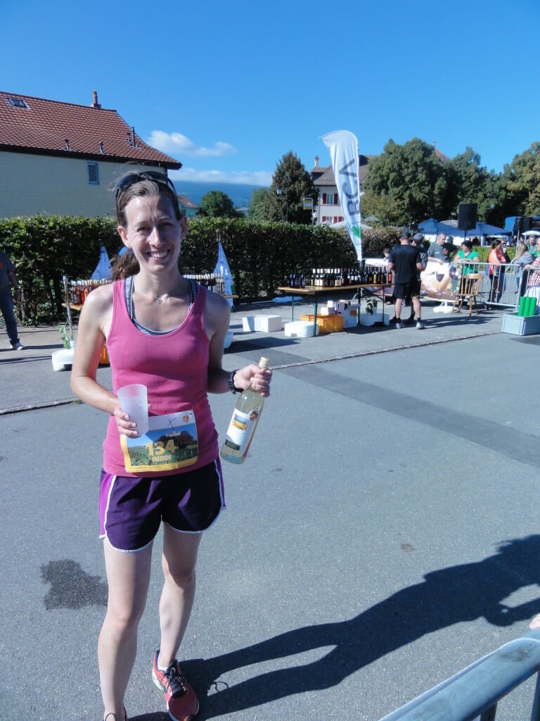 My race prize: a bottle of local wine