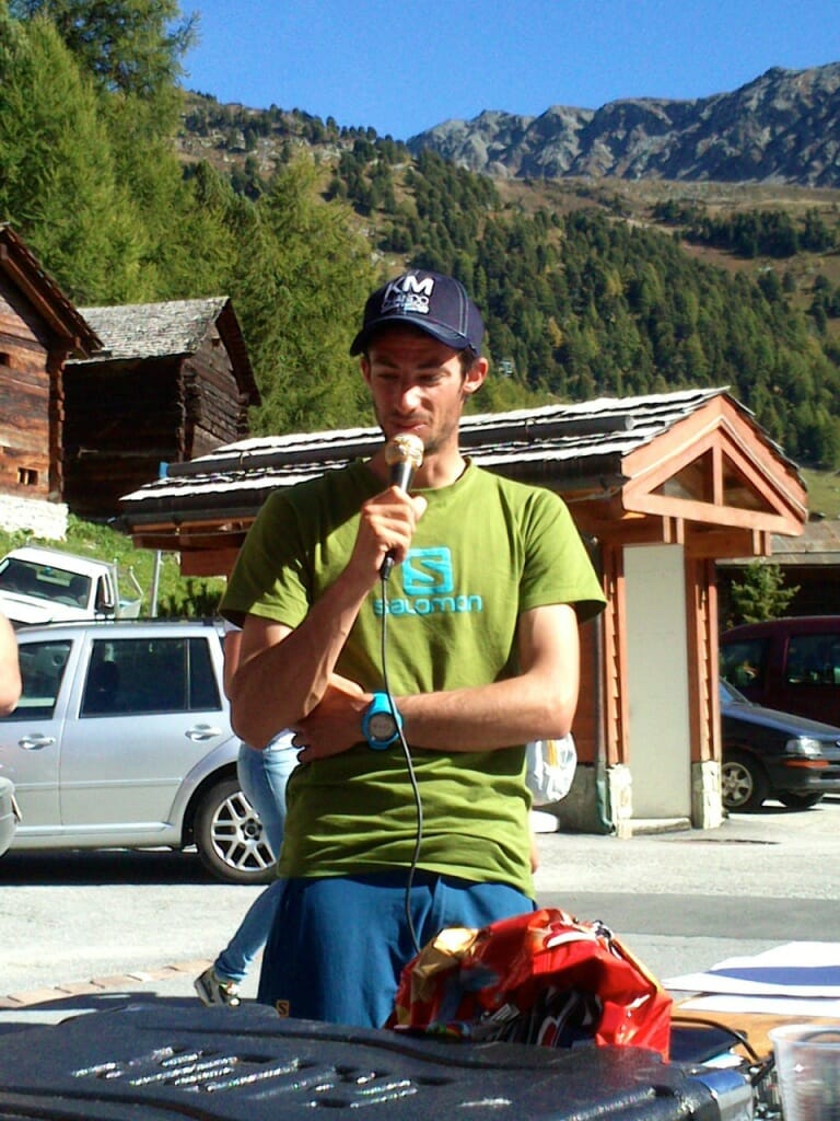 Kilian Jornet, the new course record holder, shared a few words with other runners, their families and friends, after the race.