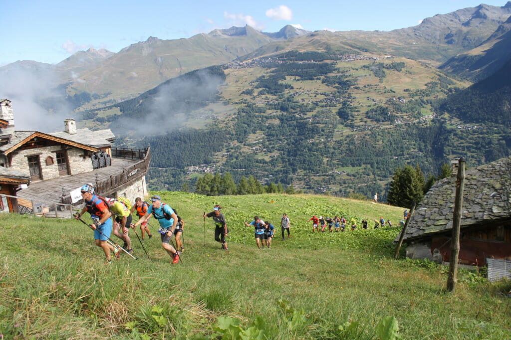Moving up: K2 racers early in the race, on the slopes of Les Arcs.