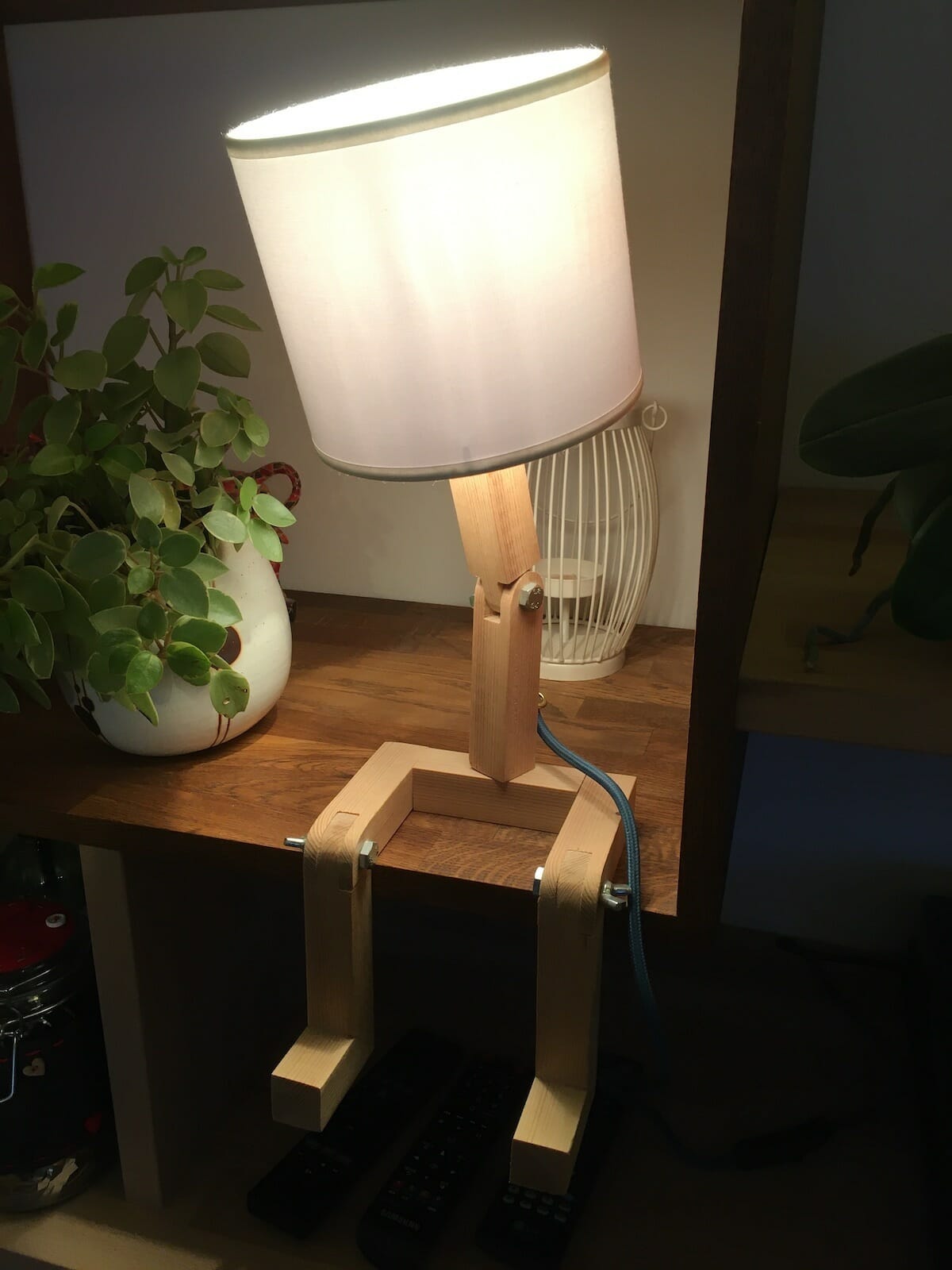 A lamp with Bruno woodwork