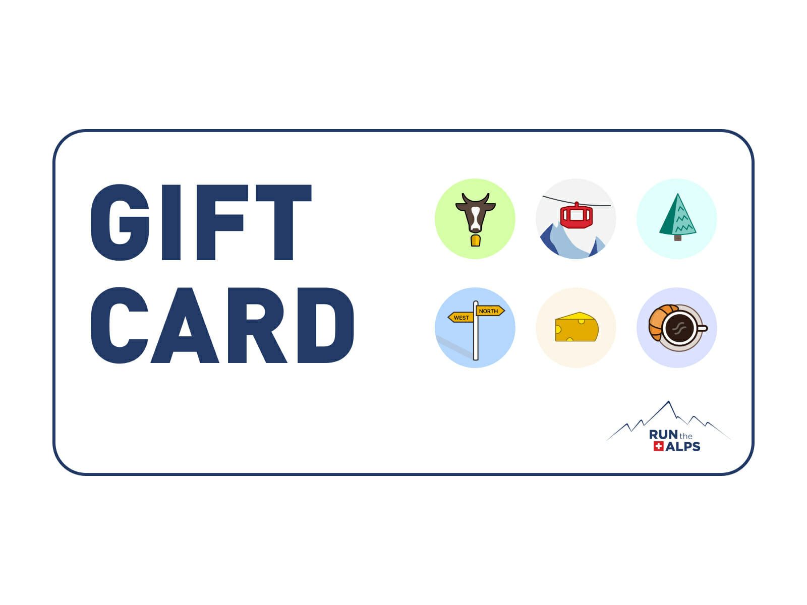 Run the Alps giftcard with 6 logos