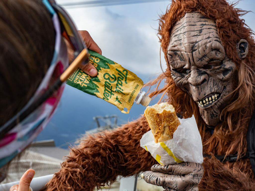 Bigfoot running on the Vertical Kilometer in Chamonix, France.