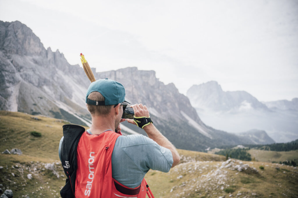 taking a photo of the Dolomites